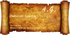 Ambrus Gyula névjegykártya